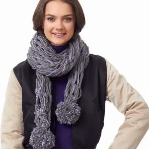 Bernat Post Haste Pompom Arm Knit Scarf