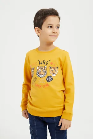 Boys Yellow Roar Print Sweatshirt